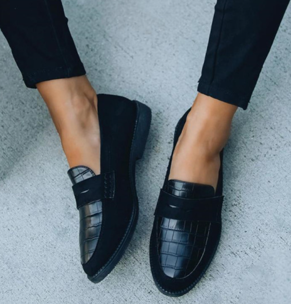 Women's Black Loafers – Elara