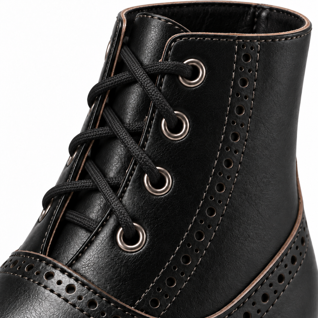 Women's Lace-Up Ankle Boots Retro Style – Vintage Ankle Boots with Heel