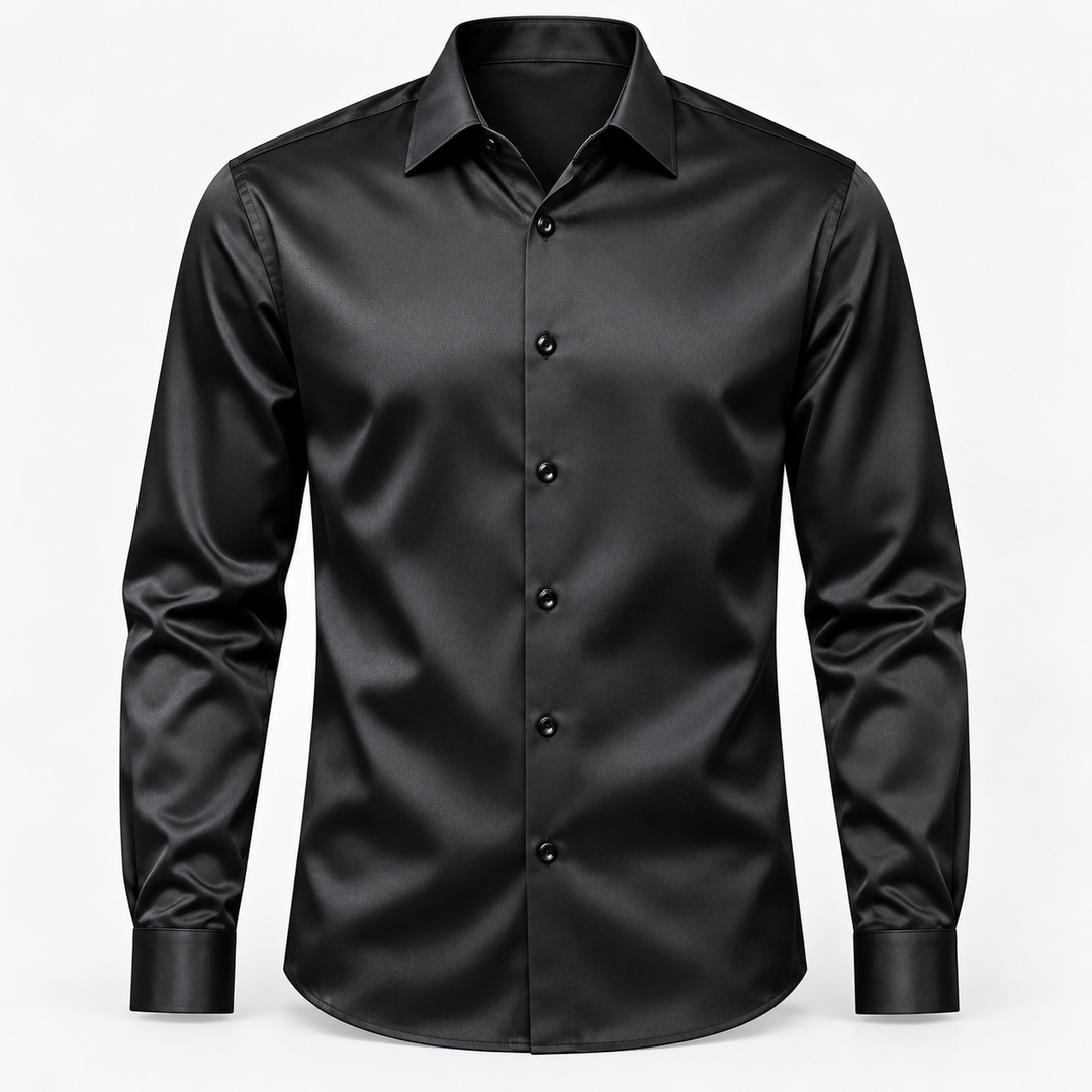Men's Slim Fit Shirt – Satin Look with Stretch