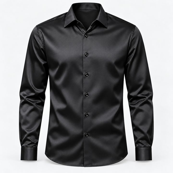 Men's Slim Fit Shirt – Satin Look with Stretch