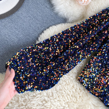 Women's Glitter One-Shoulder Top