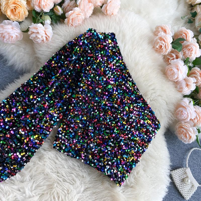 Women's Glitter One-Shoulder Top