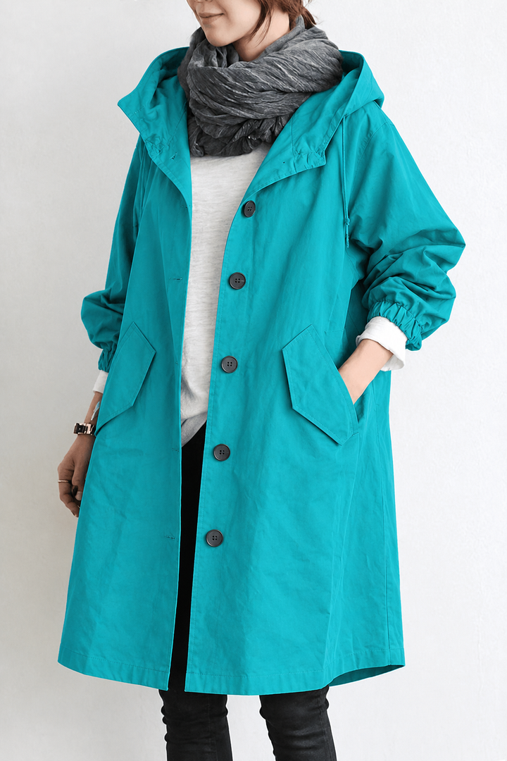 Women's Waterproof Rain Trench Coat with Hood – Lightweight Coat for Spring and Autumn