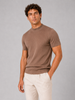 Men's ribbed T-shirt with stand-up collar – fitted stretch short-sleeved top