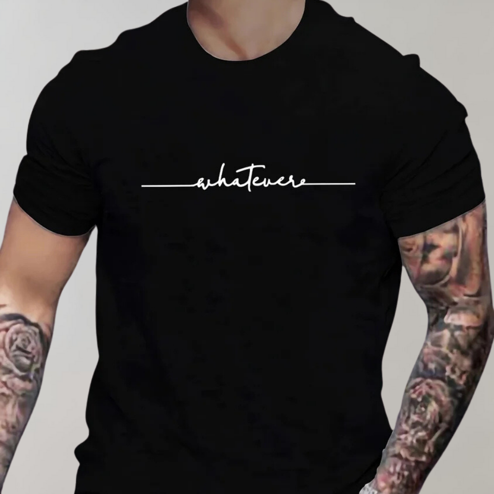 Casual Men’s T-Shirt with Crew Neck and Minimalist Print