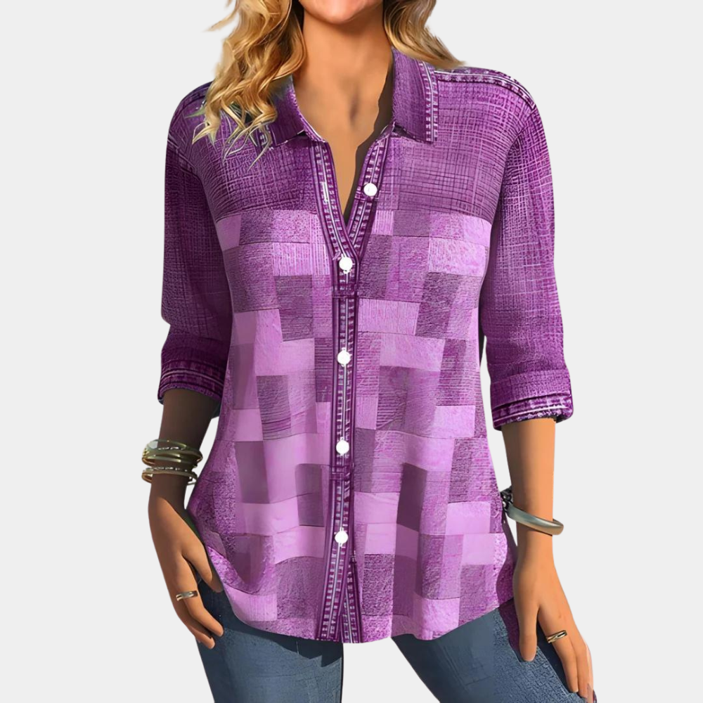 Casual Women's Blouse with Check Pattern