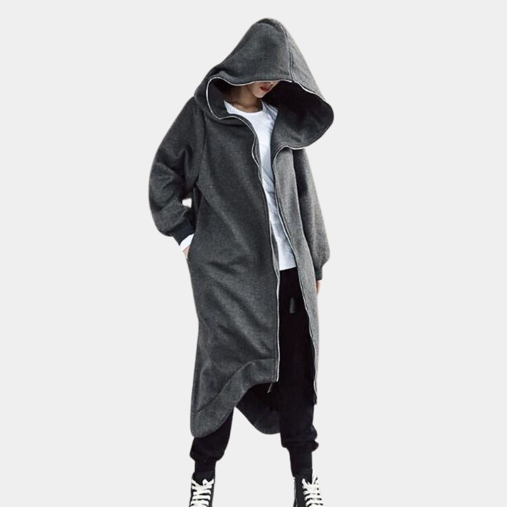 Oversized Women's Coat with Hood and Zipper – Cozy Elegance for Every Season