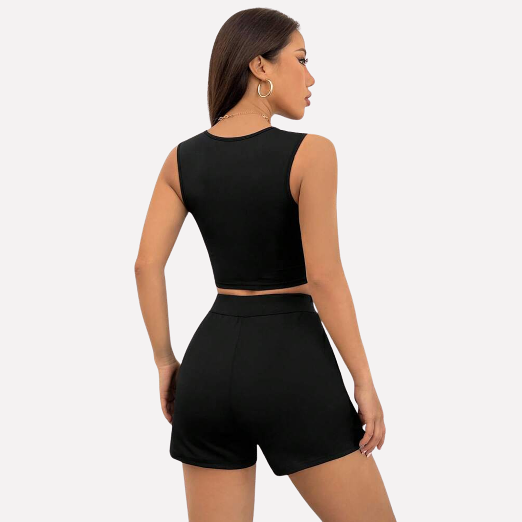 Women’s Shirt Vest and Split Skort Set