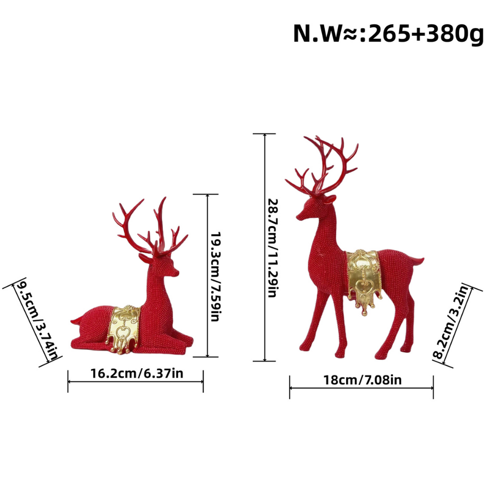 Set of 2 Christmas Reindeer Statues