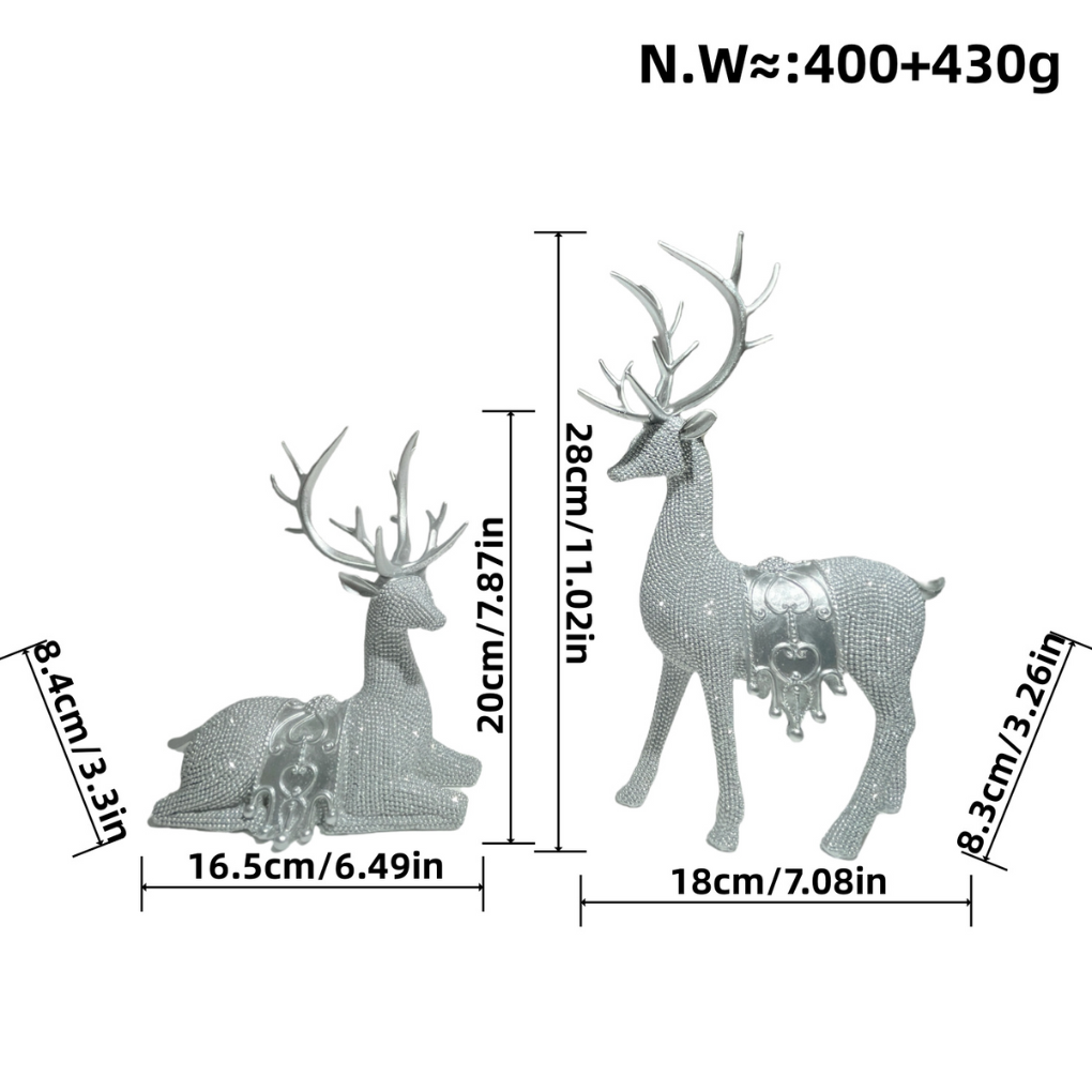 Set of 2 Christmas Reindeer Statues