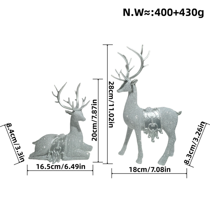 Set of 2 Christmas Reindeer Statues