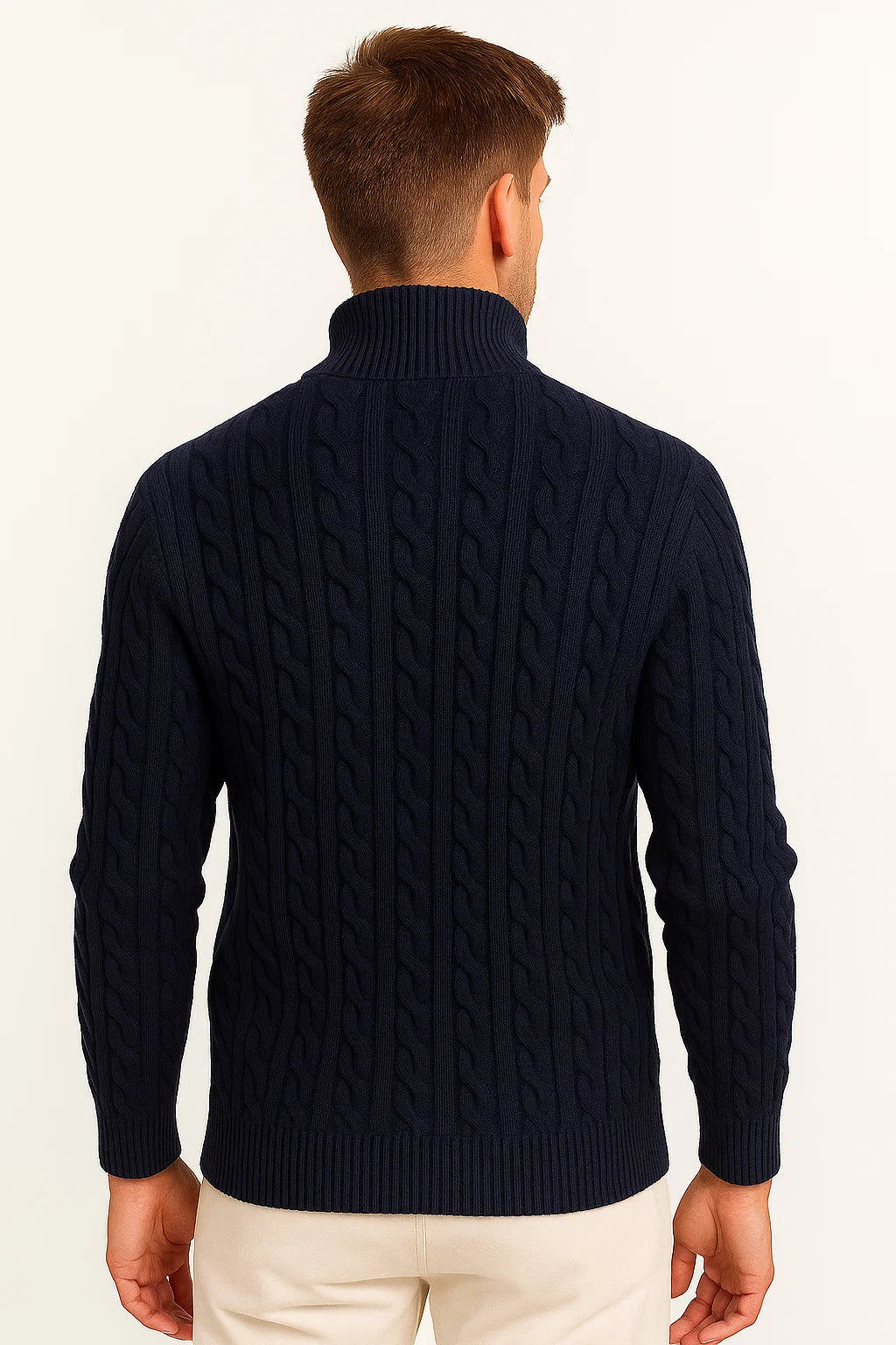 Men's Cable-Knit Sweater with Quarter Zip - Edmond