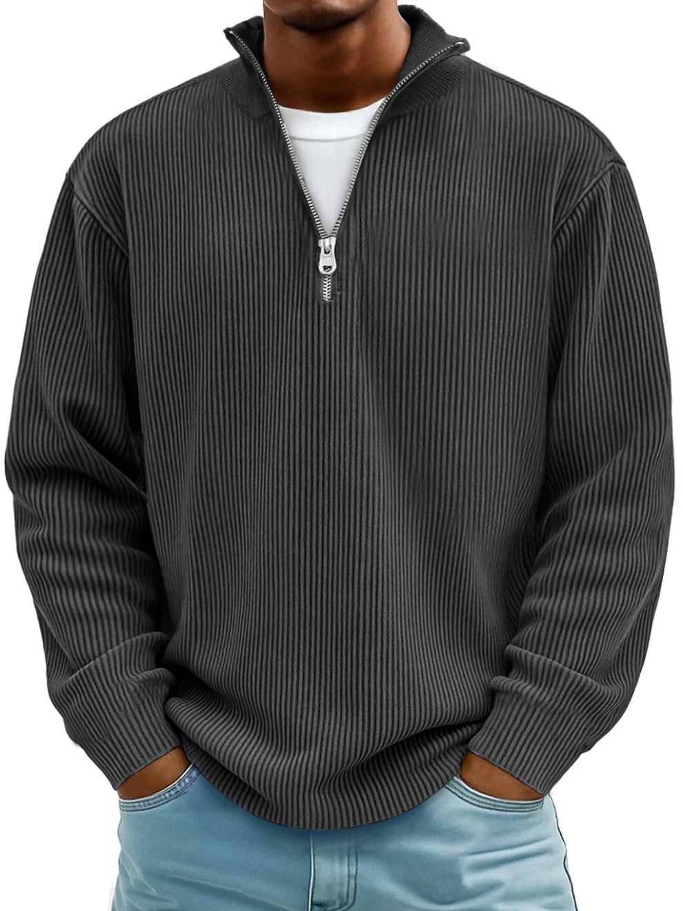 Relaxed-Fit Half-Zip Sweater in Hard-Wearing Knit