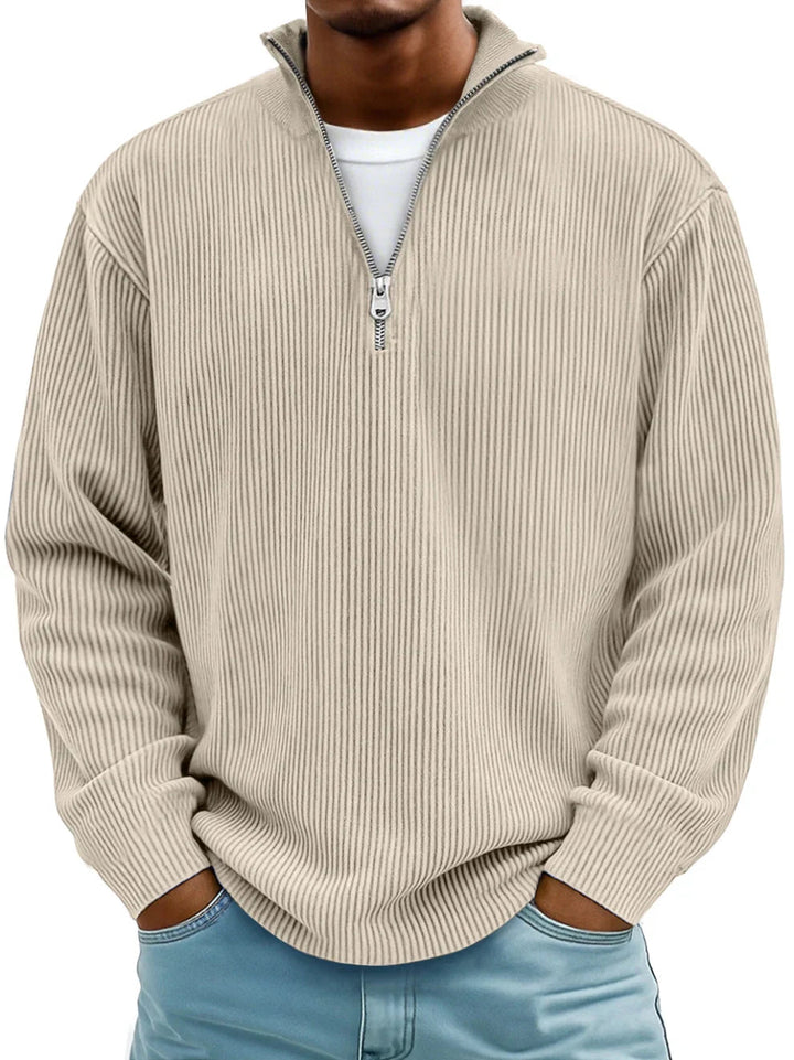 Relaxed-Fit Half-Zip Sweater in Hard-Wearing Knit