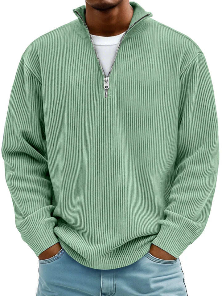Relaxed-Fit Half-Zip Sweater in Hard-Wearing Knit