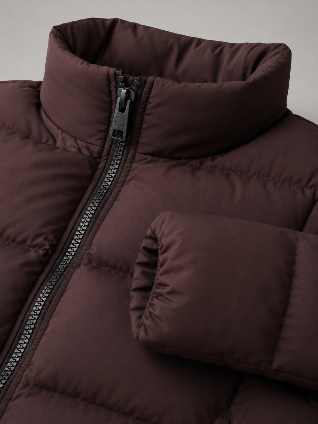 Women's Quilted Winter Jacket with Funnel Collar and Zip