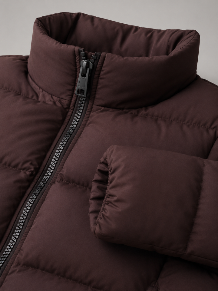 Women's Quilted Winter Jacket with Funnel Collar and Zip