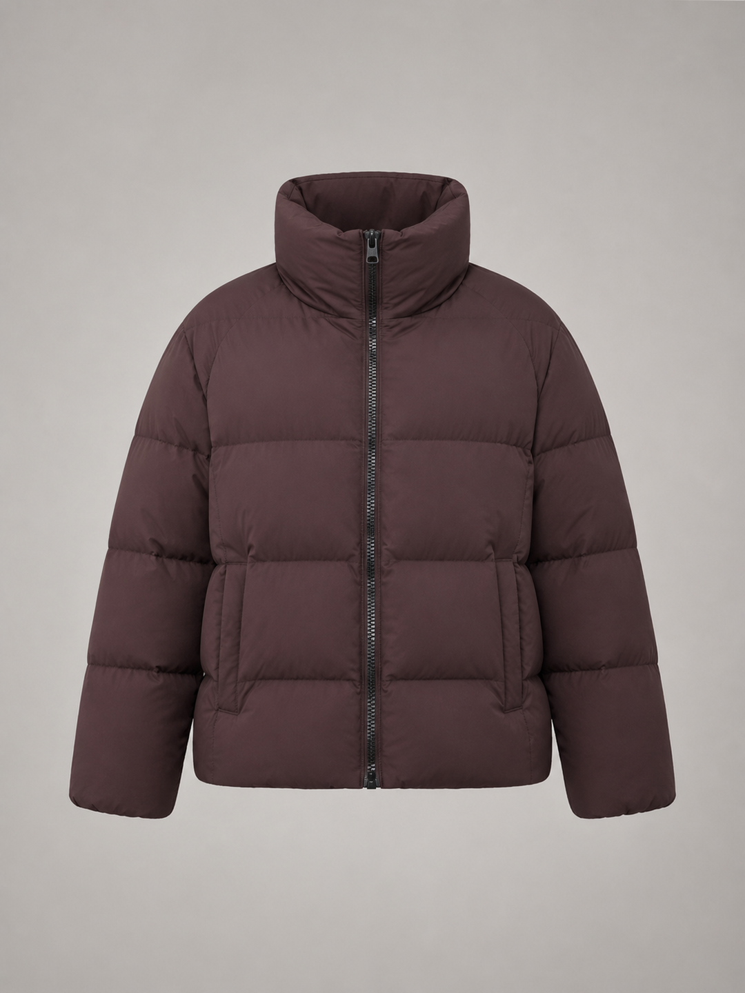Women's Quilted Winter Jacket with Funnel Collar and Zip