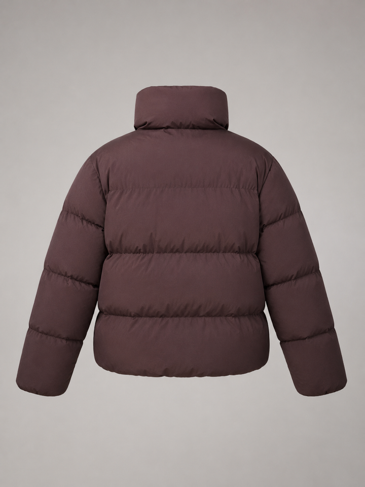Women's Quilted Winter Jacket with Funnel Collar and Zip