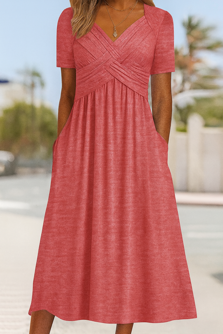 Crossed Short-Sleeve Dress