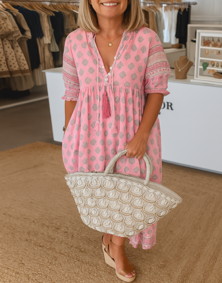 Bohemian Lantern Sleeve Dress