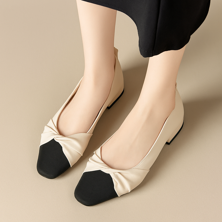 Women’s Low Heel Soft Leather Pointed Toe Shoes