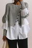 Two in One Pullover with White Blouse Hem