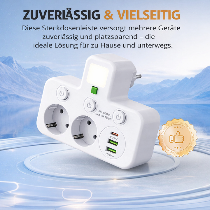 Power Strip with USB and Switches | Multi-Outlet Surge Protector 2500 W