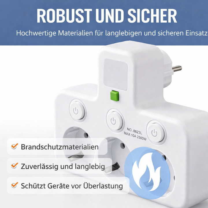 Power Strip with USB and Switches | Multi-Outlet Surge Protector 2500 W