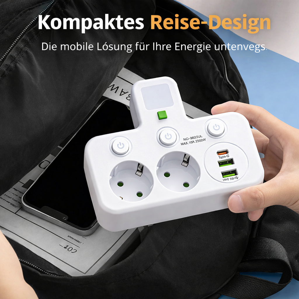 Power Strip with USB and Switches | Multi-Outlet Surge Protector 2500 W