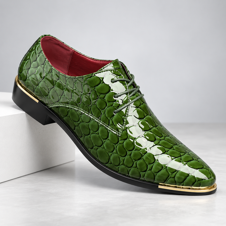 Men's Leather Lace-Up Shoes with Textured Finish