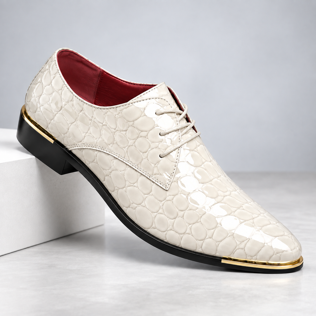 Men's Leather Lace-Up Shoes with Textured Finish