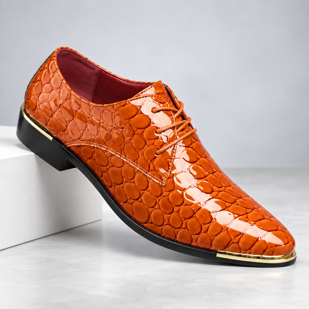 Men's Leather Lace-Up Shoes with Textured Finish