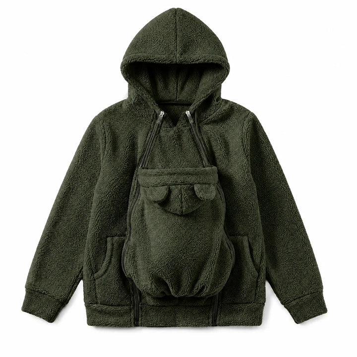 Cosy Fleece Baby-Wearing Hoodie with Front Pouch