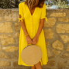 V Neck Casual Button Up Dress