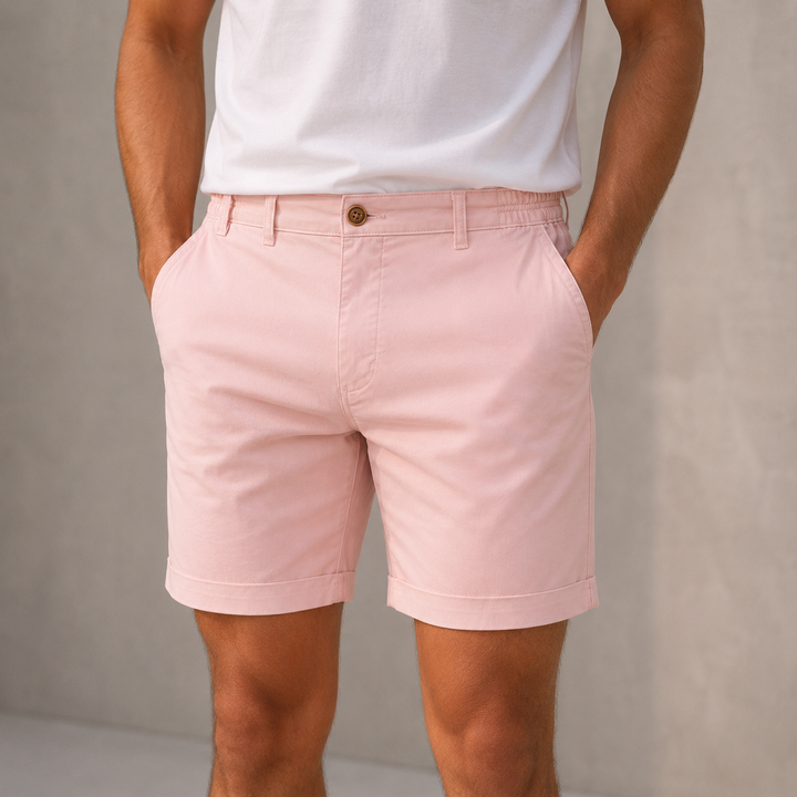 Men's tailored summer shorts – lightweight polyester twill, casual fit