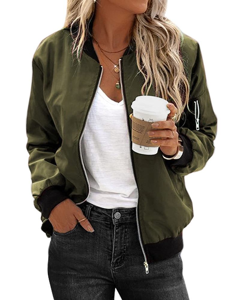 Women’s Classic Zip-Up Bomber Jacket