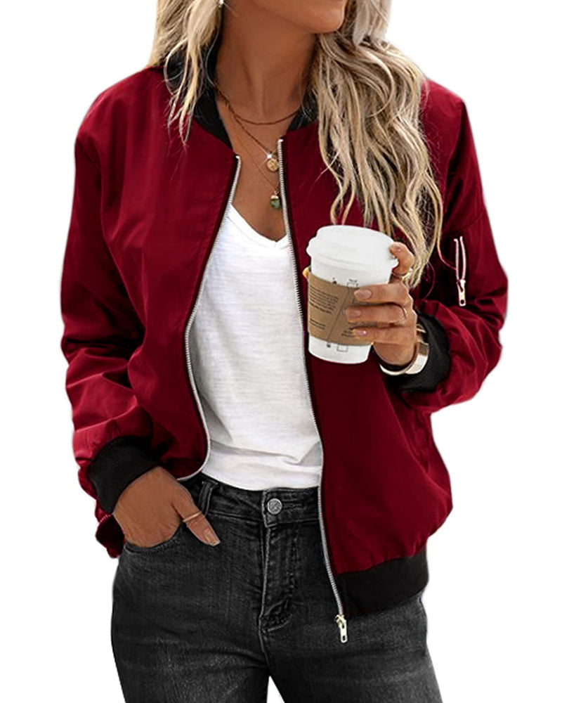 Women’s Classic Zip-Up Bomber Jacket