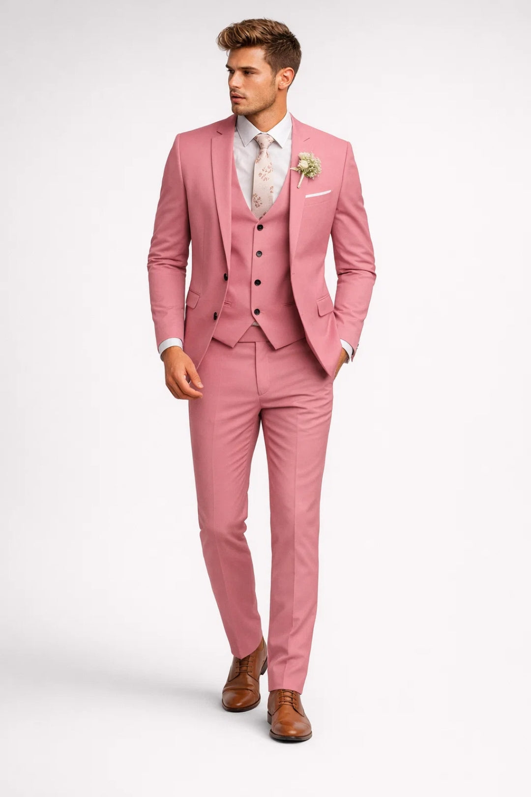 Men's Three-Piece Slim Fit Suit – Jacket, Vest and Pants
