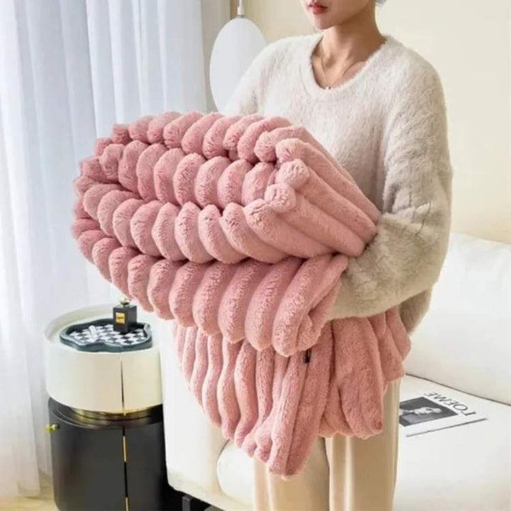 Plush Blanket Soft and Warm with Striped Design