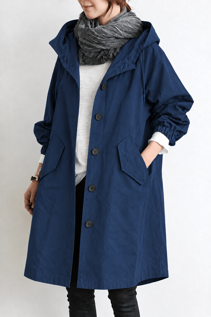 Women's Waterproof Rain Trench Coat with Hood – Lightweight Coat for Spring and Autumn