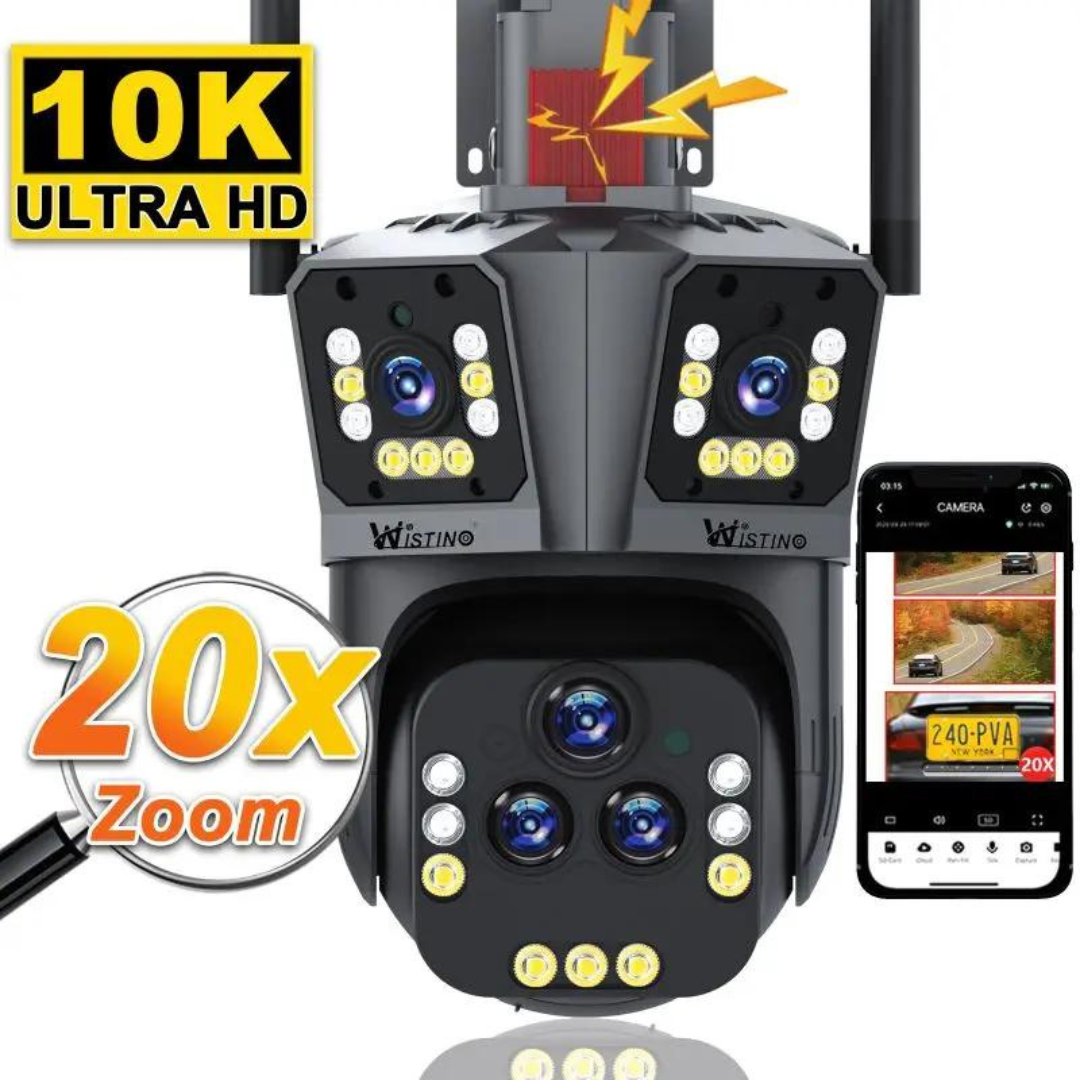 10K WiFi Security Camera with 20MP, 20x Zoom – DualGuard Ultra 10K