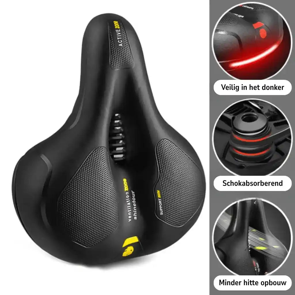 Ergonomic comfort bicycle seat with cut-out – with 2-inch thick foam and waterproof PU leather