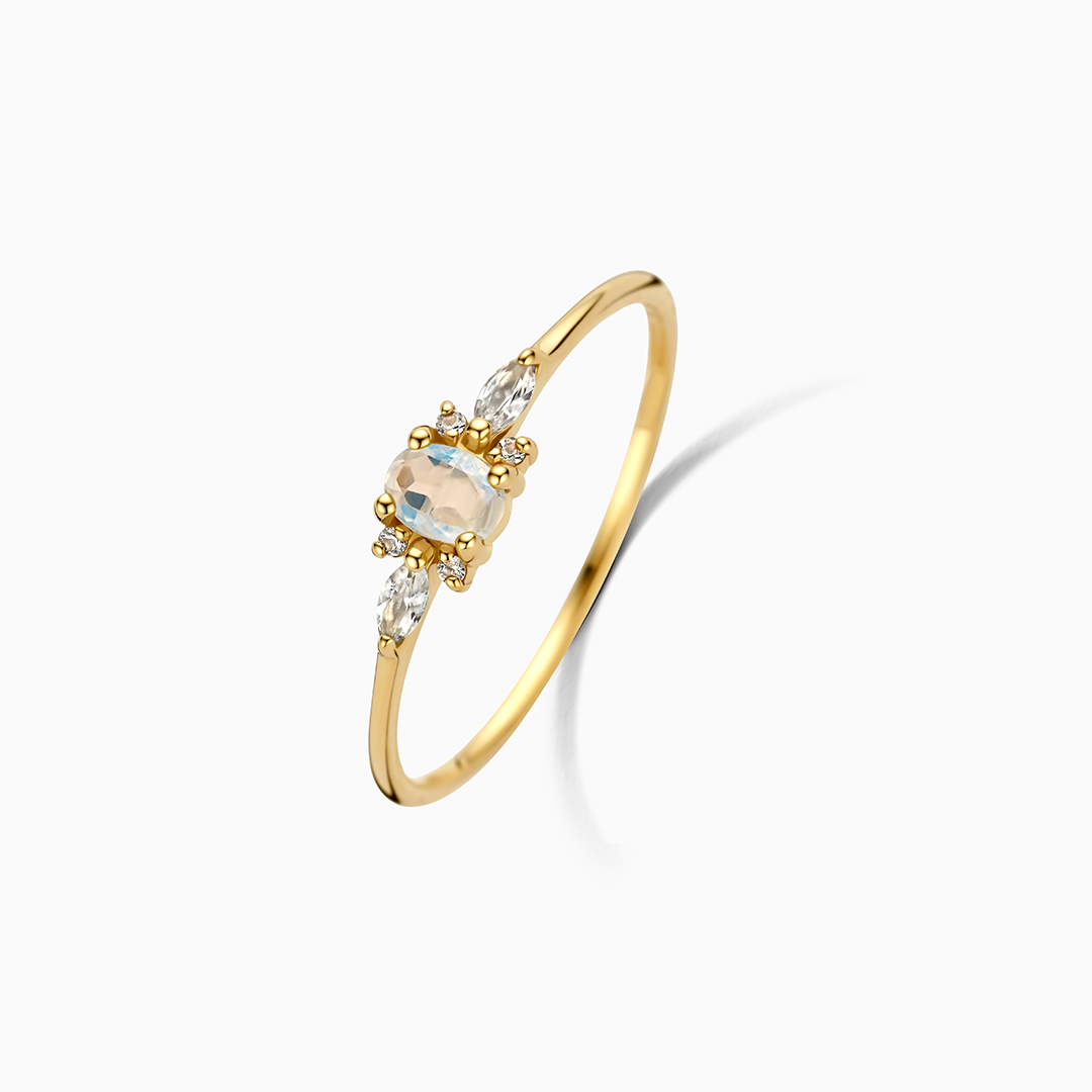 Gold opal ring with diamond