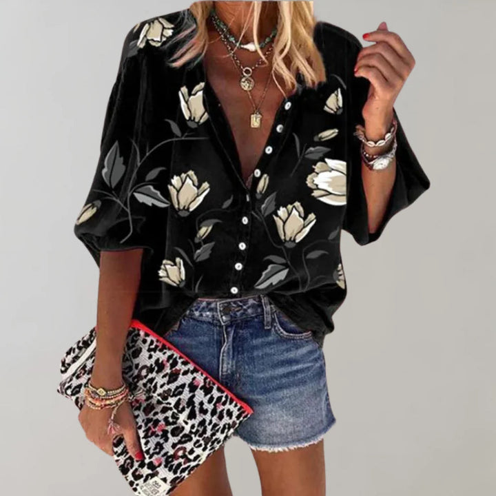 Summer Floral Print Blouse for Women