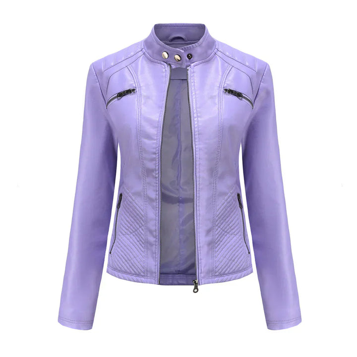 Stylish Faux Leather Women's Jacket with Classic Biker Design