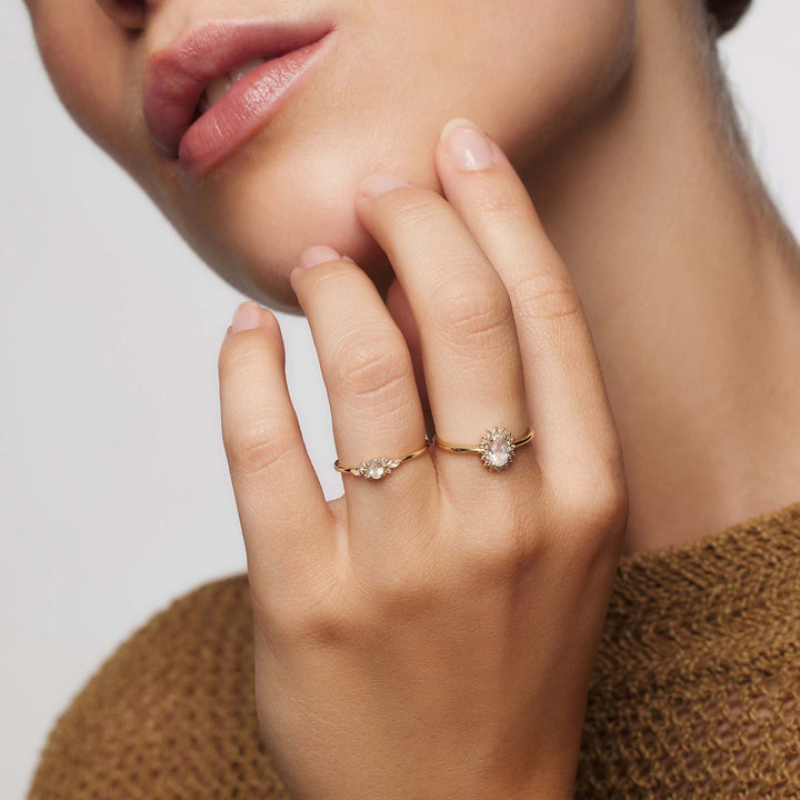 Gold opal ring with diamond