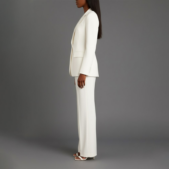 Women's Trouser Suit Set with Long Blazer and Matching Pants