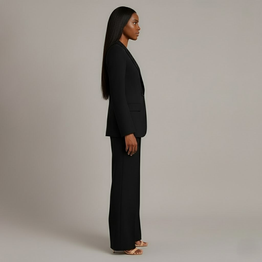 Women's Trouser Suit Set with Long Blazer and Matching Pants
