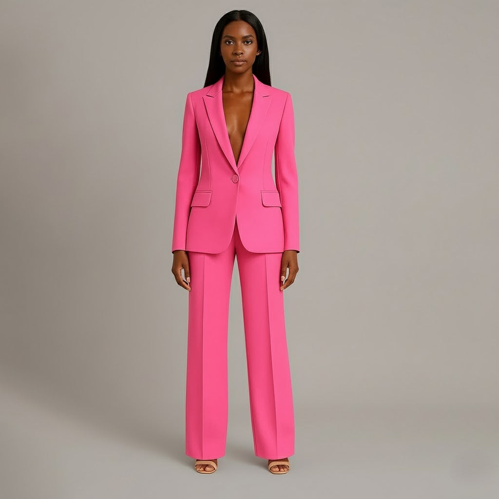 Women's Trouser Suit Set with Long Blazer and Matching Pants